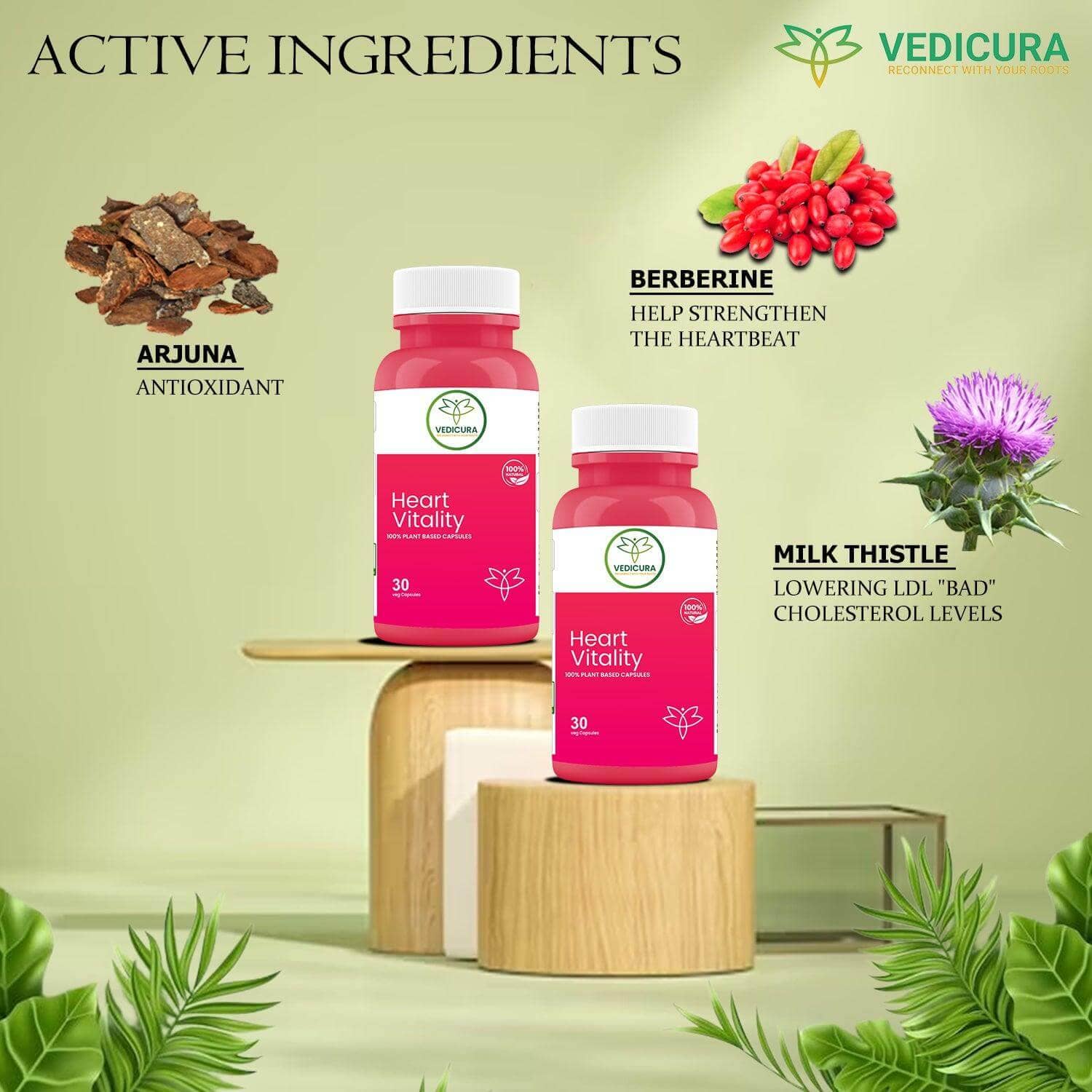 Heart Vitality - Premium Cardiovascular Support Formula - 30 Cap - VEDICURA