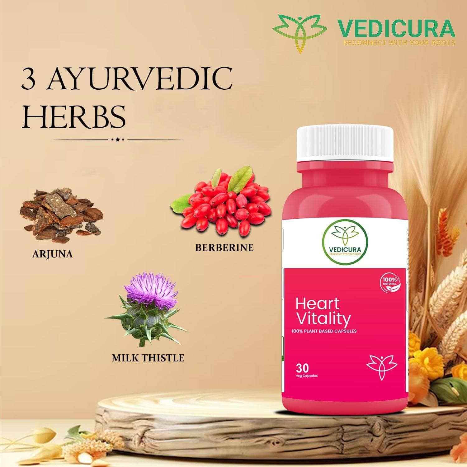 Heart Vitality - Premium Cardiovascular Support Formula - 30 Cap - VEDICURA