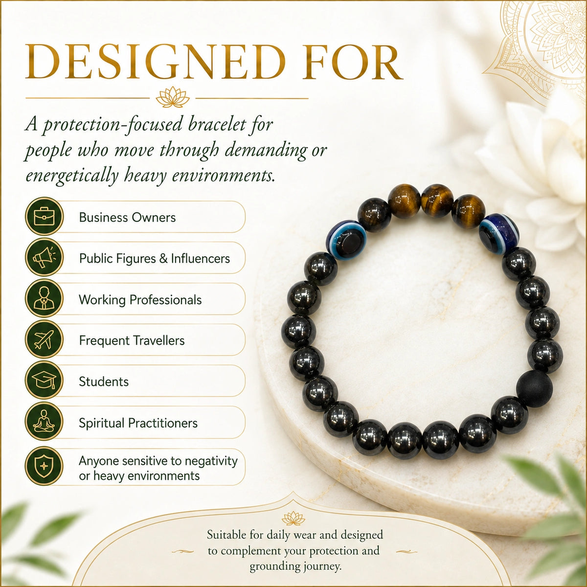 Bhairav Raksha Black Shield Bracelet